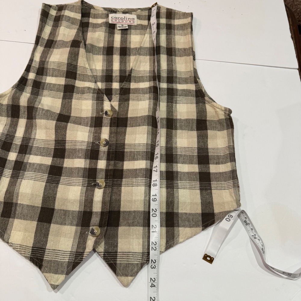Vintage Plaid Vest 100% Cotton Cottagecore Academia Grunge Y2K Women's M Preppy - Picture 5 of 5